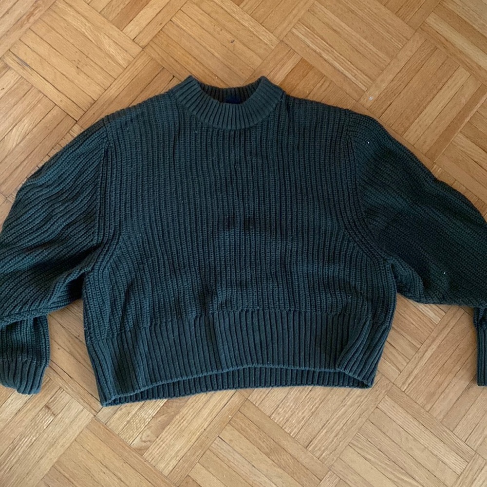 Monki dark green cable knit sweater